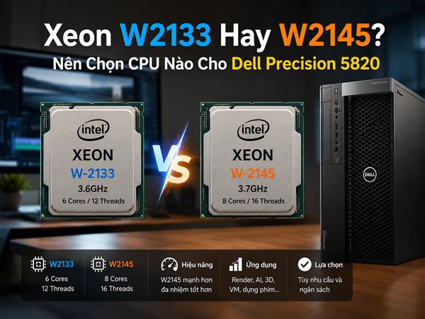 Xeon W2133 Hay W2145? Nên Chọn CPU Nào Cho Dell Precision 5820